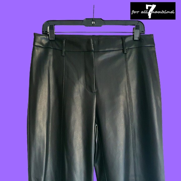 7 For All Mankind NEW Parisian Chic Coated Faux Leather Wide Crop Leg Pant L - Picture 2 of 11